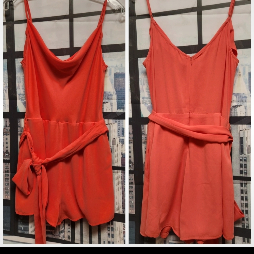 Chic Orange Romper with Sleek Design